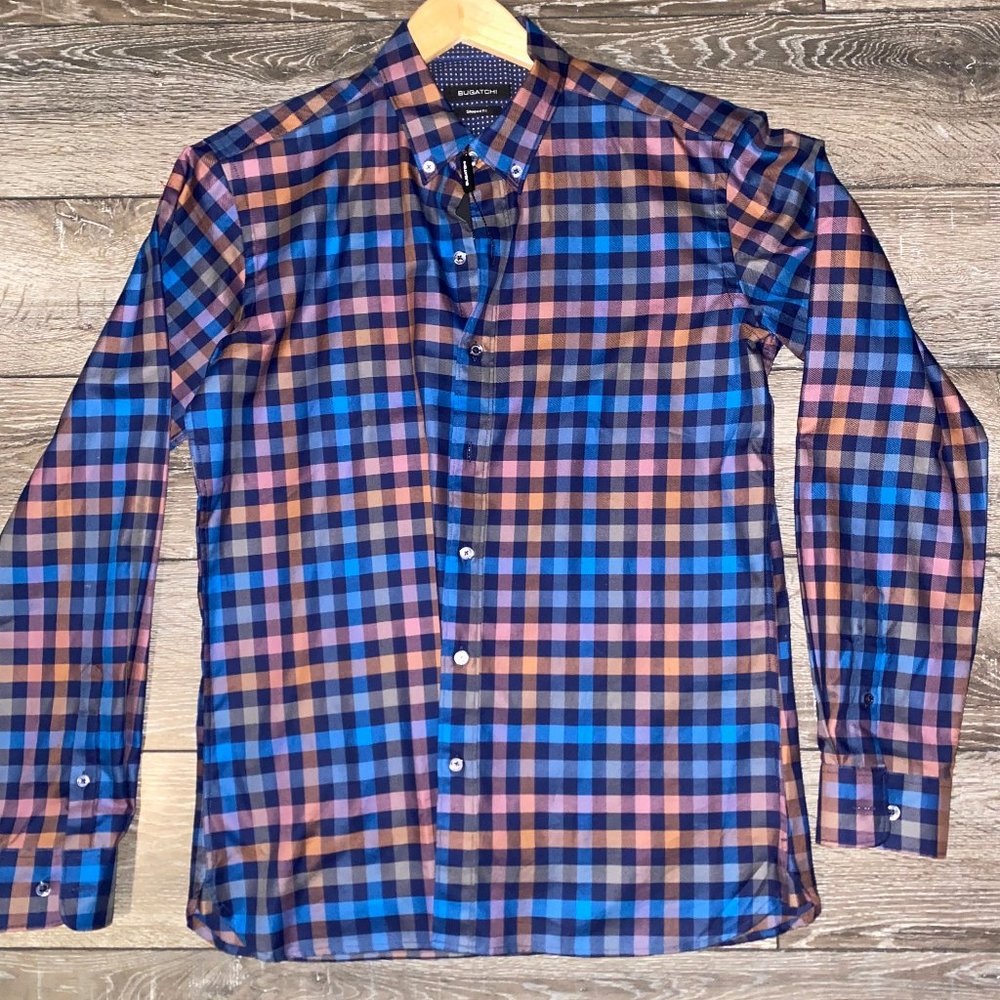 Bugatchi multi colored plaid button down shirt